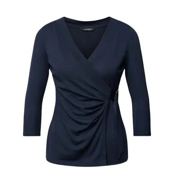 Lauren Ralph Lauren Stretch Jersey Top Navy Size 2X - Picture 1 of 5